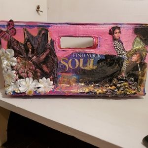 Handpainted magazine clutch purse